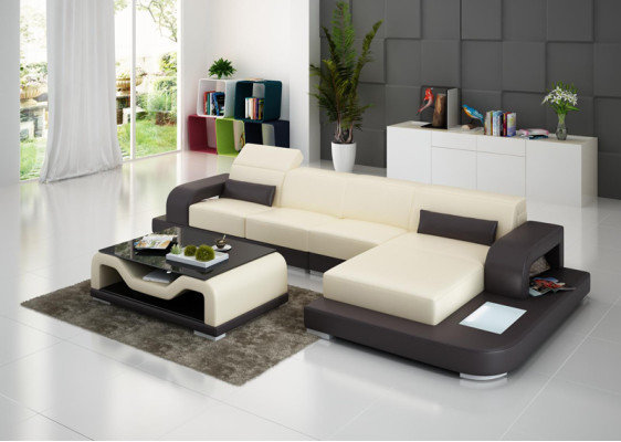 Leather sofa with USB Living landscape Corner sofa Corner Suite Couch Design Sofa G8006C