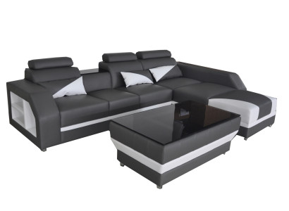 Leather Corner Sofa with USB,Suite Corner Sofas Couches Upholstery Living landscape Luxury