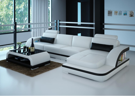Leather sofa with USB,Living landscape Corner sofa Eck Suite Design Modern Sofa G8011C