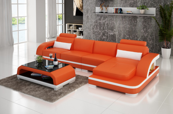 Leather sofa with USB,Living landscape Corner sofa Eck Suite Design Modern Sofa G8011C