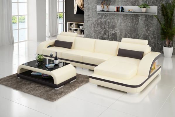 Leather sofa with USB,Living landscape Corner sofa Eck Suite Design Modern Sofa G8011C