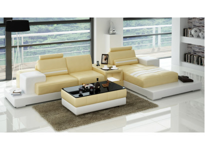 Leather sofa with USB Living landscape Corner sofa Corner Suite Design Couch Sofa L6004D