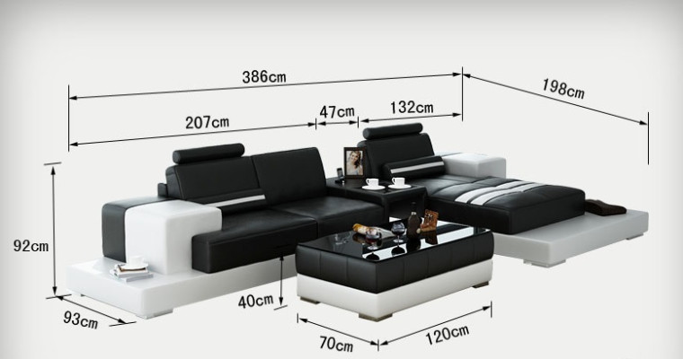 Leather sofa with USB Living landscape Corner sofa Corner Suite Design Couch Sofa L6004D