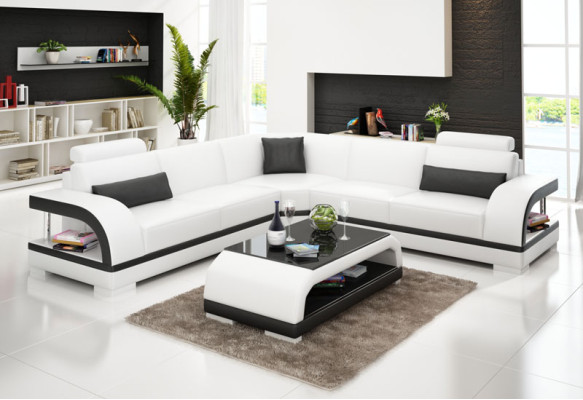 Leather sofa with USB,Living landscape Corner sofa Eck Suite Design Modern Sofa G8011B