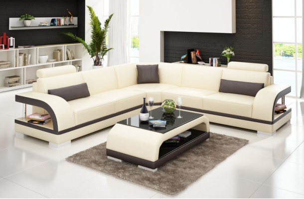 Leather sofa with USB,Living landscape Corner sofa Eck Suite Design Modern Sofa G8011B