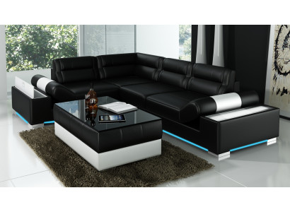Leather sofa sofa USB Living landscape Corner sofa Suite Couch Design Suite L6001B