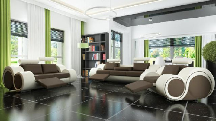 Sofa BERLIN Upholstery Couch Suite 3+2 Seat Designer Sofa Leather Sofa with USB new
