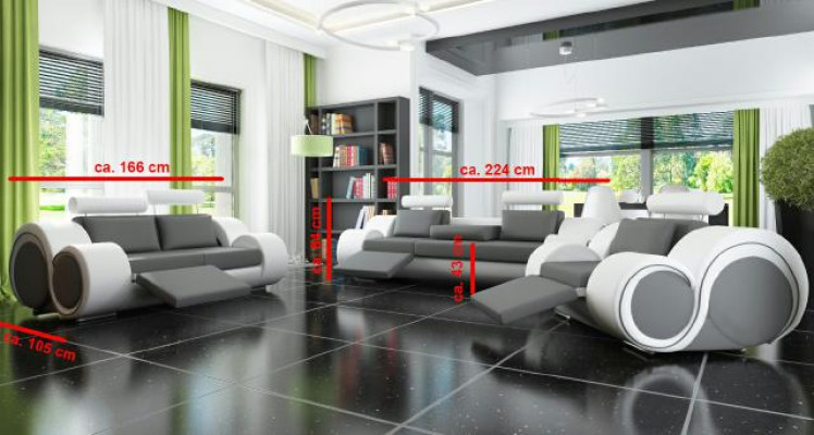 Sofa BERLIN Upholstery Couch Suite 3+2 Seat Designer Sofa Leather Sofa with USB new