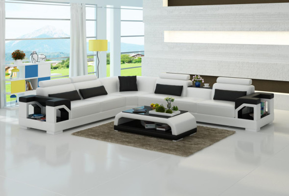 Sofa Leather Sofa Couch Living landscape Corner Corner sofa Modern Design Suite