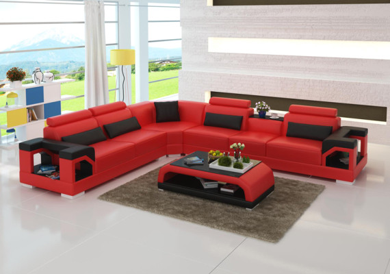 Sofa Leather Sofa Couch Living landscape Corner Corner sofa Modern Design Suite