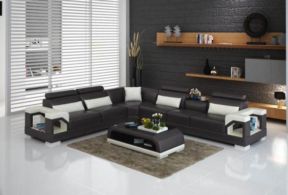 Sofa Leather Sofa Couch Living landscape Corner Corner sofa Modern Design Suite