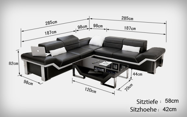 Leather sofa Sofa Couch Living landscape Corner sofa Suite Design Modern Sofa K5007B