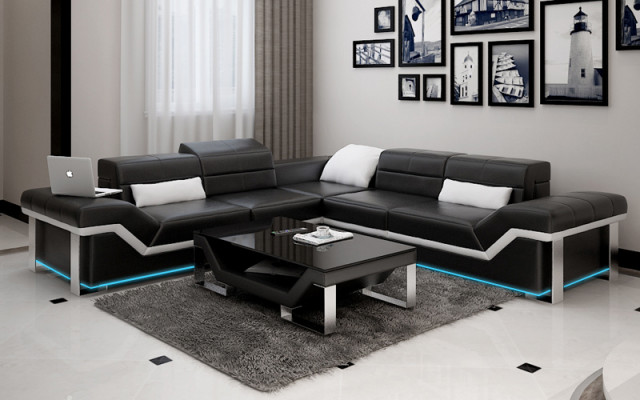 Leather sofa Sofa Couch Living landscape Corner sofa Suite Design Modern Sofa K5007B