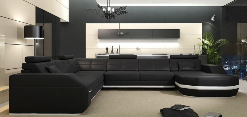 Leather sofa Corner sofa Living landscape Corner sofa Corner sofa Upholstery Seat Corner Wyen S/W new