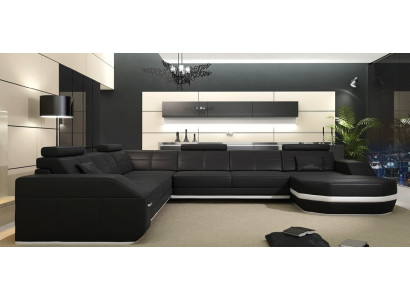 Leather sofa Corner sofa Living landscape Corner sofa Corner sofa Upholstery Seat Corner Wyen S/W new