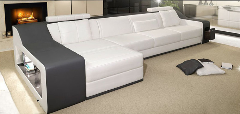 Leather sofa with USB Living landscape Corner sofa Eck Suite Design Modern Sofa B2017B