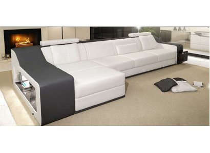 Leather sofa with USB Living landscape Corner sofa Eck Suite Design Modern Sofa B2017B