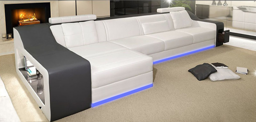 Leather sofa with USB Living landscape Corner sofa Eck Suite Design Modern Sofa B2017B