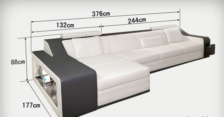 Leather sofa with USB Living landscape Corner sofa Eck Suite Design Modern Sofa B2017B