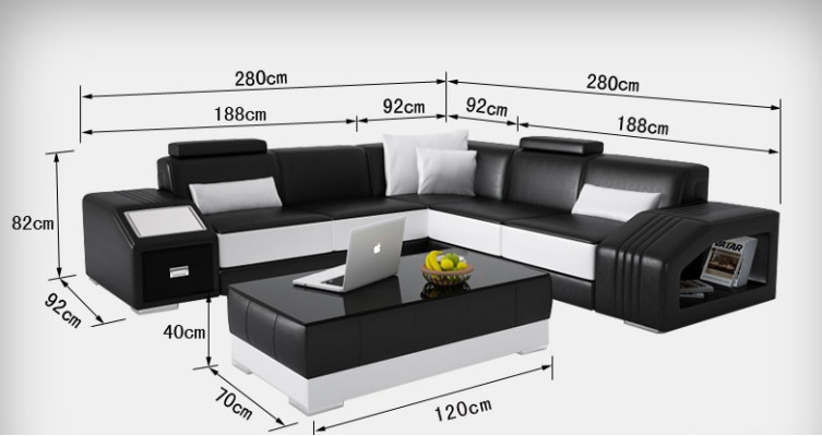 Leather sofa with USB Living landscape Corner sofa Eck Suite Design Modern Sofa L6003B