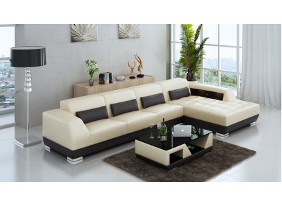 Leather sofa Corner sofa + USB Suite Living landscape Upholstery L-shape Couch Sofa G8024C