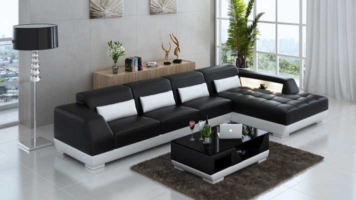 Leather sofa Corner sofa + USB Suite Living landscape Upholstery L-shape Couch Sofa G8024C