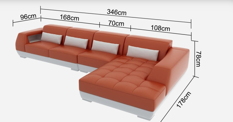 Leather sofa Corner sofa + USB Suite Living landscape Upholstery L-shape Couch Sofa G8024C