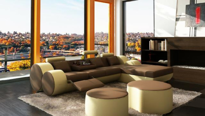 Custom-made LEATHER SOFA Suite Corner sofa Leather Corner sofa Living landscape USB