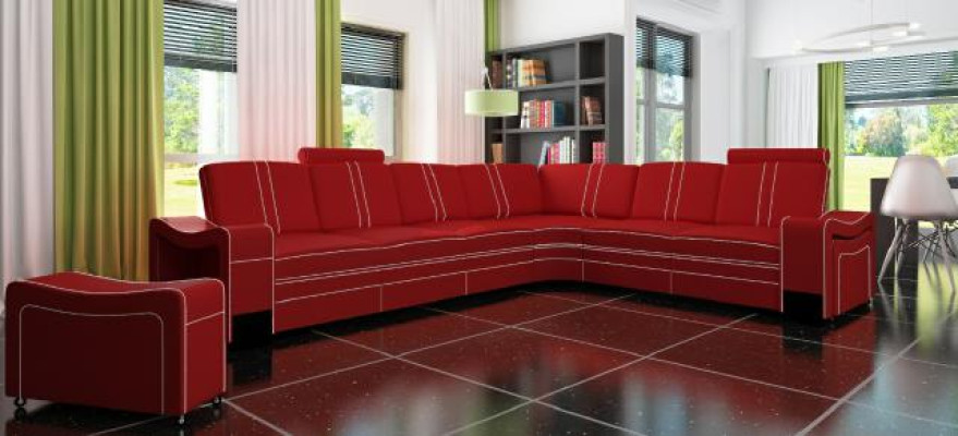LEATHER SOFA XXL Living landscape Custom-made Leather Corner sofa Suite with USB