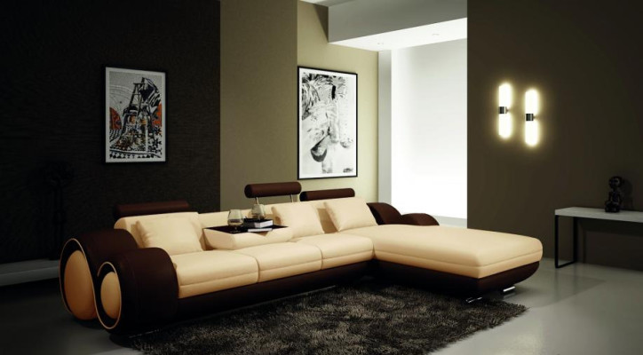 Patented design Corner sofa BERLINb Sofa + USB Upholstery Leather Corner Living landscape