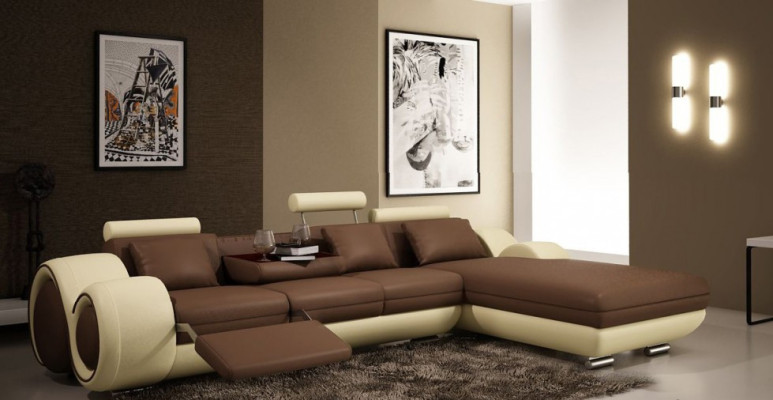 Patented design Corner sofa Sofa +USB,Upholstery Leather Corner BERLIN Living landscape