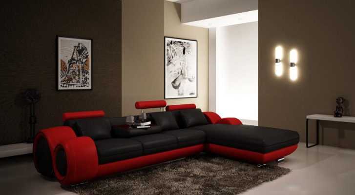 Patented design Corner sofa Sofa +USB,Upholstery Leather Corner BERLIN Living landscape