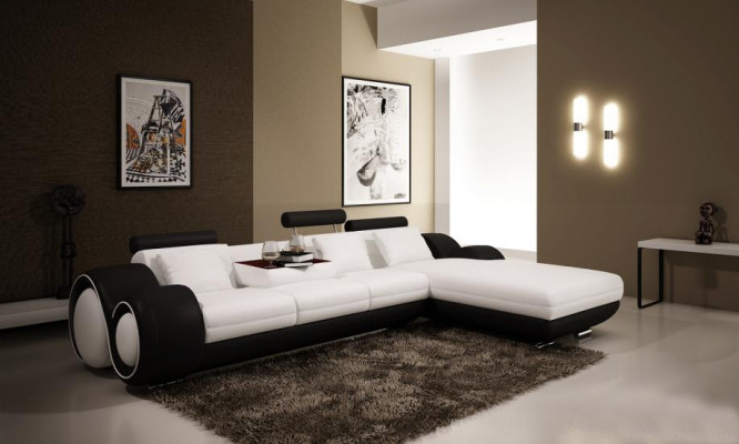 Patented design Corner sofa Sofa +USB,Upholstery Leather Corner BERLIN Living landscape