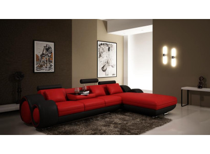 Patented design Corner sofa Sofa + USB, Upholstery Leather Corner BERLIN Living landscape