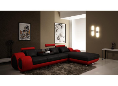 Patented design Corner sofa Sofa + USB,Upholstery Leather Corner Living landscape BERLIN