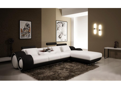 Patented design Corner sofa Sofa + USB Upholstery Leather Corner Living landscape BERLIN