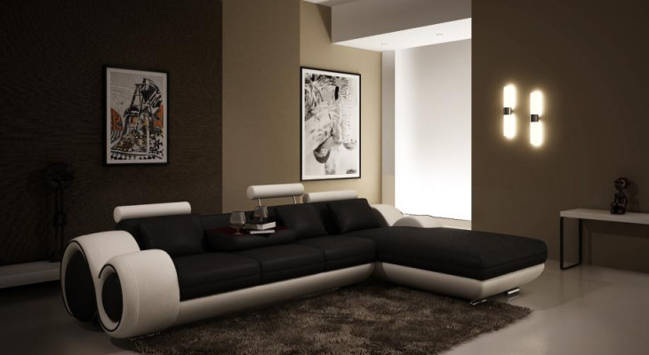 Patented design Corner sofa Sofa + USB Upholstery Leather Corner Living landscape BERLIN