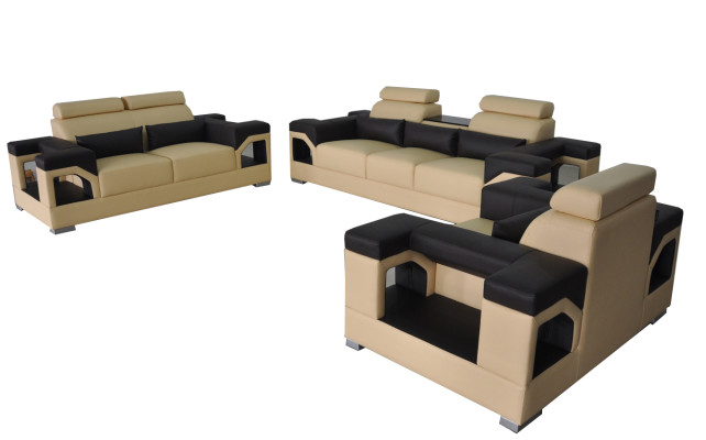Suite Leather Sofa +USB Couch Upholstery Couches Sofa Living landscape Luxury 3+2+1