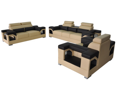 Suite Leather Sofa +USB Couch Upholstery Couches Sofa Living landscape Luxury 3+2+1
