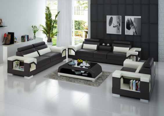 Suite Leather Sofa +USB Couch Upholstery Couches Sofa Living landscape Luxury 3+2+1