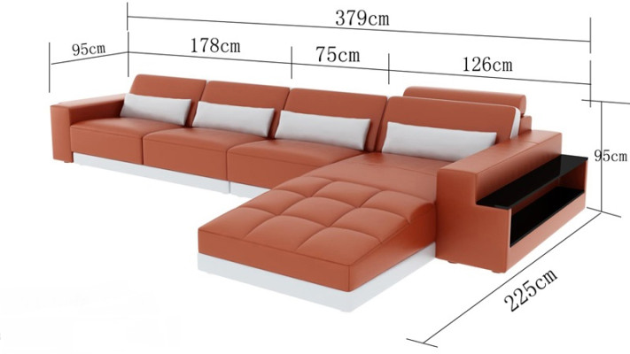 Leather sofa Couch Living landscape Corner sofa Corner Suite Design Modern Sofa with usb