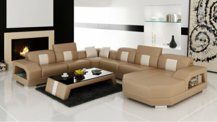 Leather Sofa Couch Living landscape Corner Suite Design Modern Couch
