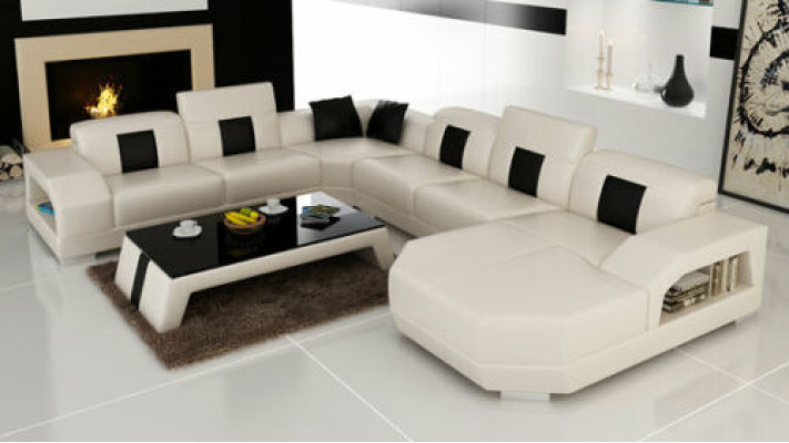 Leather Sofa Couch Living landscape Corner Suite Design Modern Couch