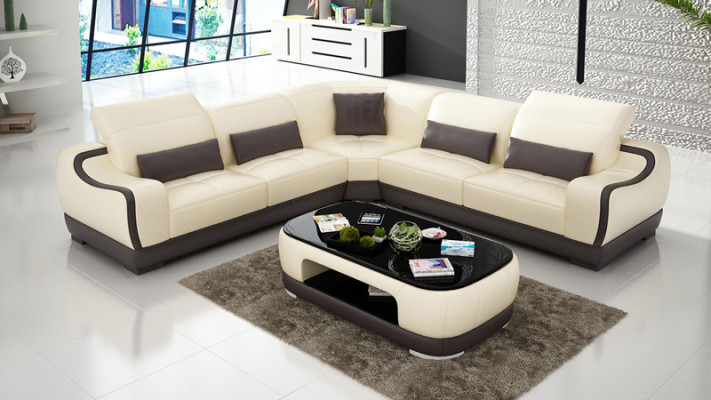 Leather sofa Couch Living landscape Corner sofa Corner Suite Design Modern Sofa G8025B