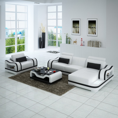 Leather sofa Couch Living landscape Corner sofa + Armchair Eck Suite Modern G8030E