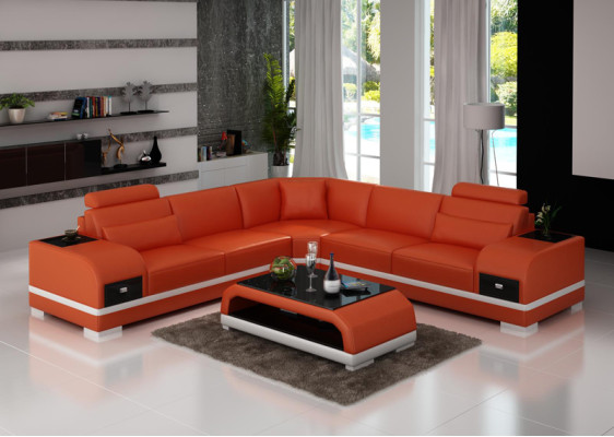 Leather sofa Couch Living landscape Corner sofa Corner Suite Design Modern Sofa G8013B