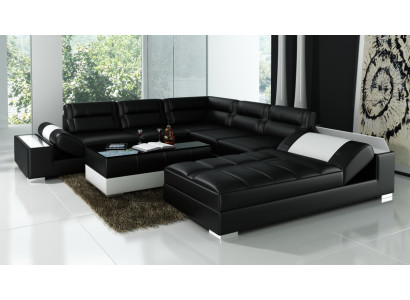 Comfortable Statement New Leather Corner Sofa in U-shape for your living ambience