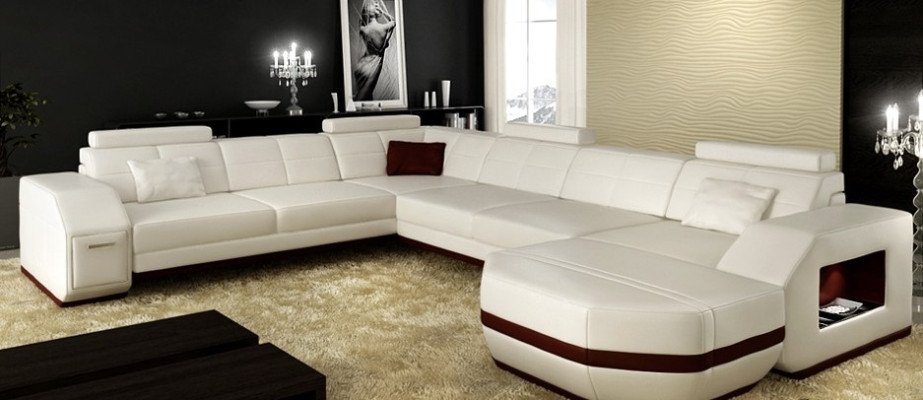 Leather sofa Corner sofa Living landscape Corner sofa Corner sofa Upholstery Seat Corner new USB+LED