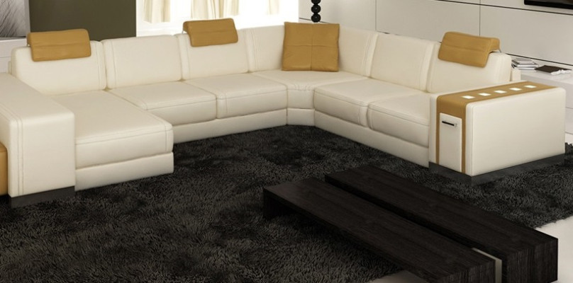 Living landscape Designer Sofa LED USB Couch Big Upholstery Leather Sofas Corner Corner Seat