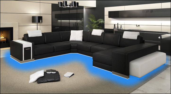 Living landscape Designer Sofa LED USB Couch Big Upholstery Leather Sofas Corner Corner Seat